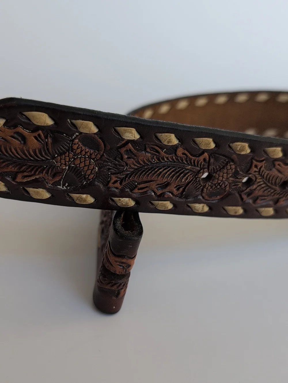 Hand-Tooled Brown Leather Child's Name Belt 